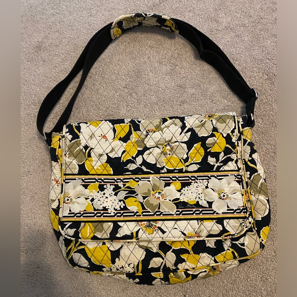“Vera Bradley” Floral Messenger Bag: 16”x11”